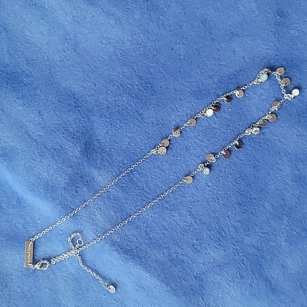 Pura Vida Silver Necklace with Interdangling Faux Opal/Rhinestones